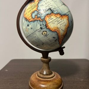 Vintage Style Globe with Wooden Stand
